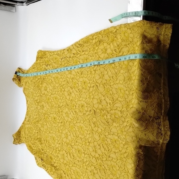 Charming Charlie Yellow Lace Overlay Sleeveless Shift Dress Size XL - Picture 6 of 7